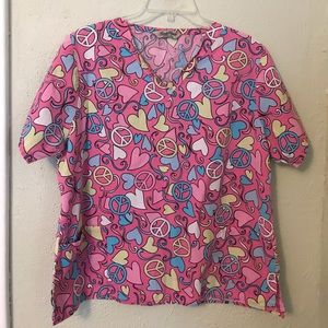 Comfy Cotton Pink PrintScrub Top Size Medium